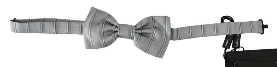 Dolce &amp;amp; Gabbana Ljusgrå Fodrad Justerbar Halsringning Fjärilsfluga