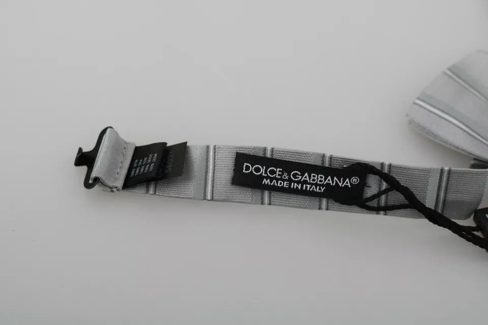 Dolce &amp;amp; Gabbana Ljusgrå Fodrad Justerbar Halsringning Fjärilsfluga