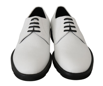 Dolce &amp; Gabbana White Leather Derby Dress Formal Shoes