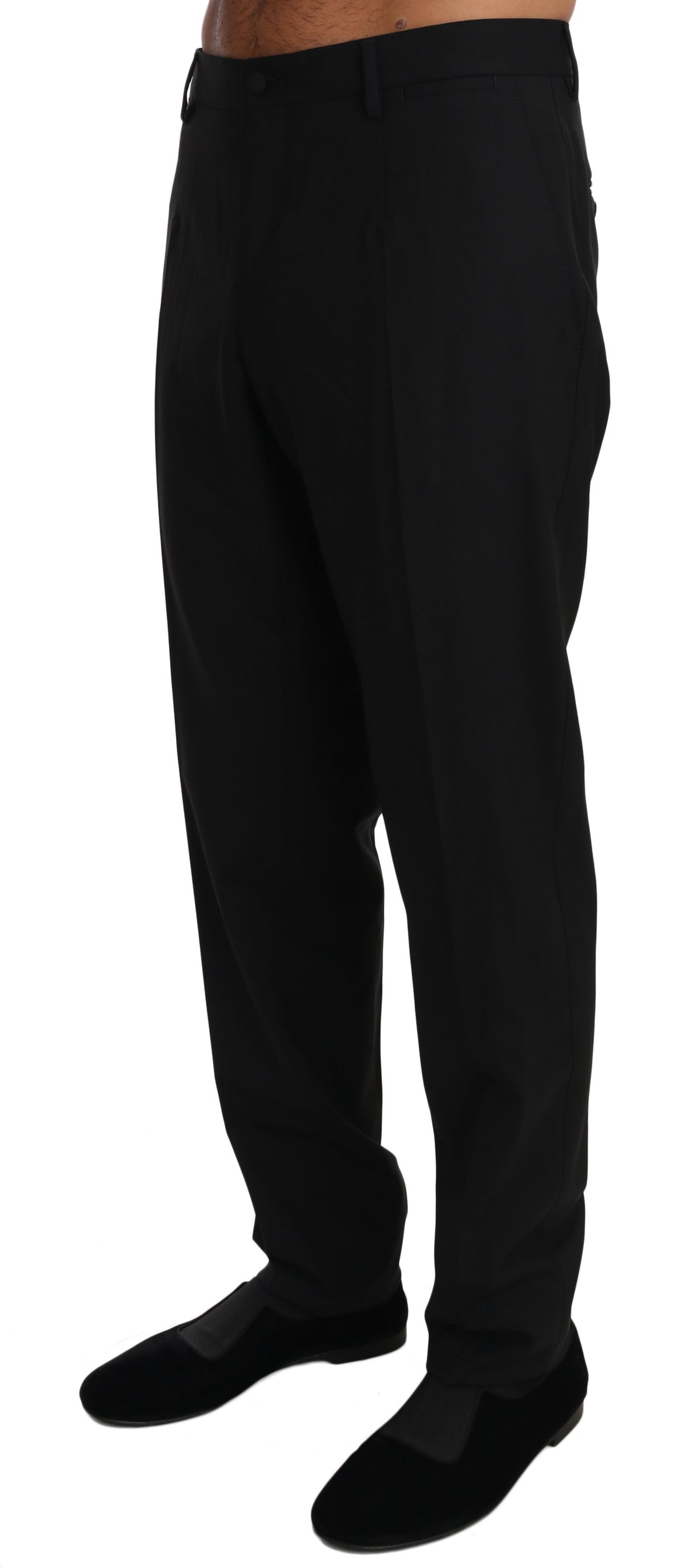 Dolce &amp; Gabbana Black Wool Stretch Dress Trousers Pants