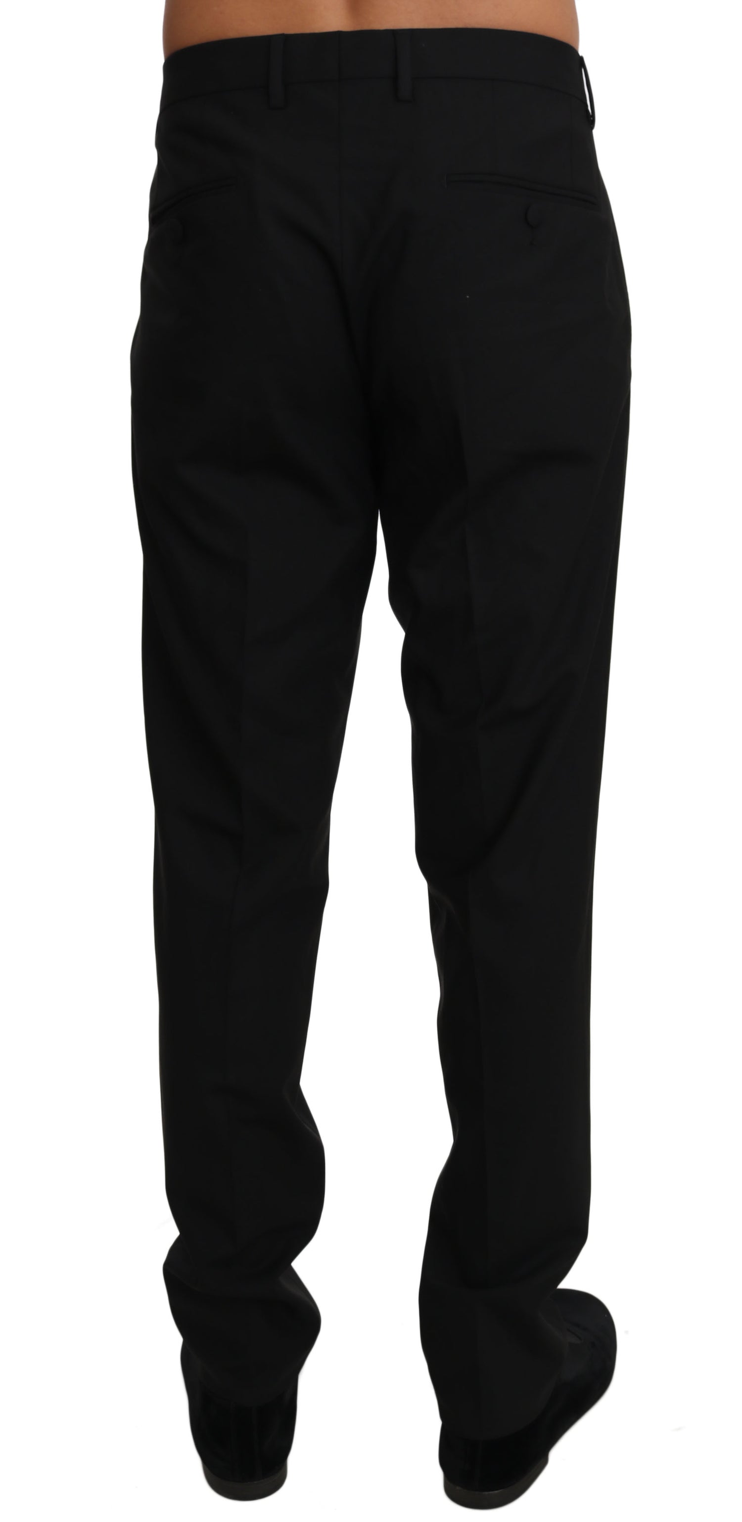 Dolce &amp; Gabbana Black Wool Stretch Dress Trousers Pants