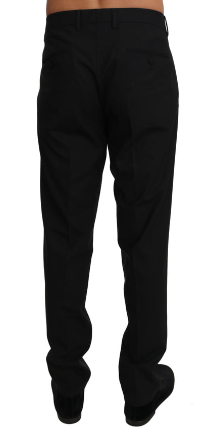 Dolce &amp; Gabbana Black Wool Stretch Dress Trousers Pants