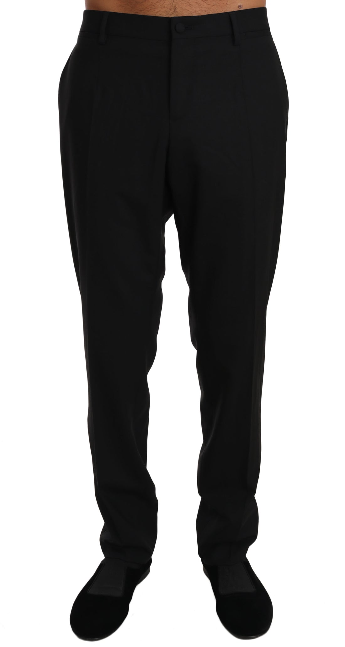 Dolce &amp; Gabbana Black Wool Stretch Dress Trousers Pants