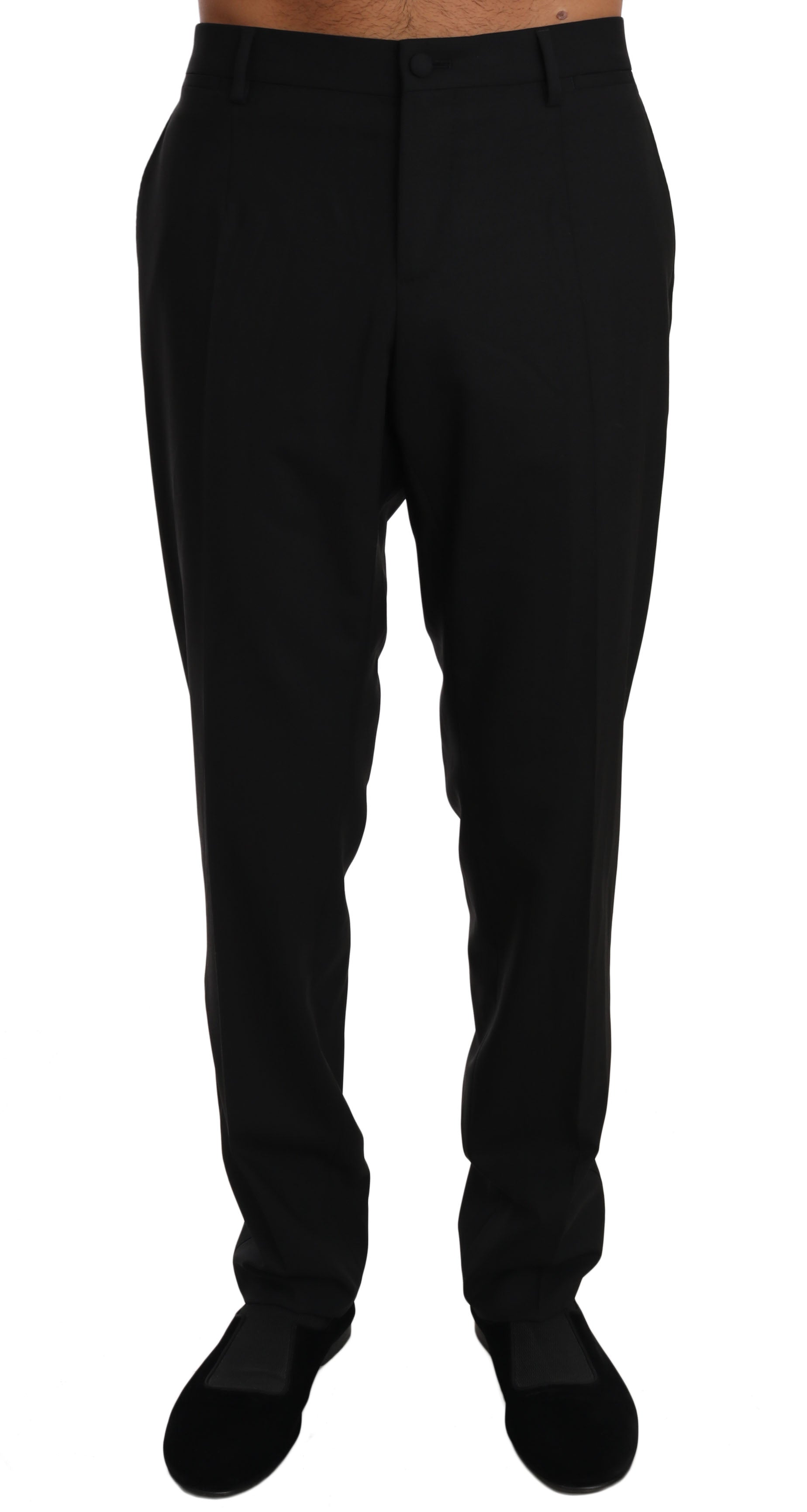 Dolce &amp; Gabbana Black Wool Stretch Dress Trousers Pants