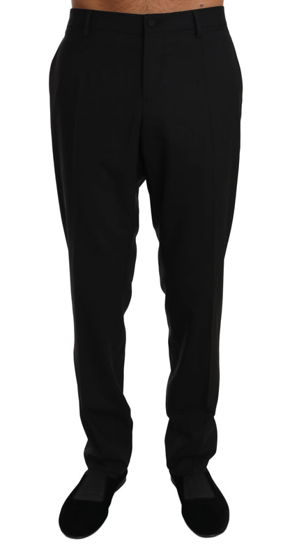 Dolce &amp; Gabbana Black Wool Stretch Dress Trousers Pants