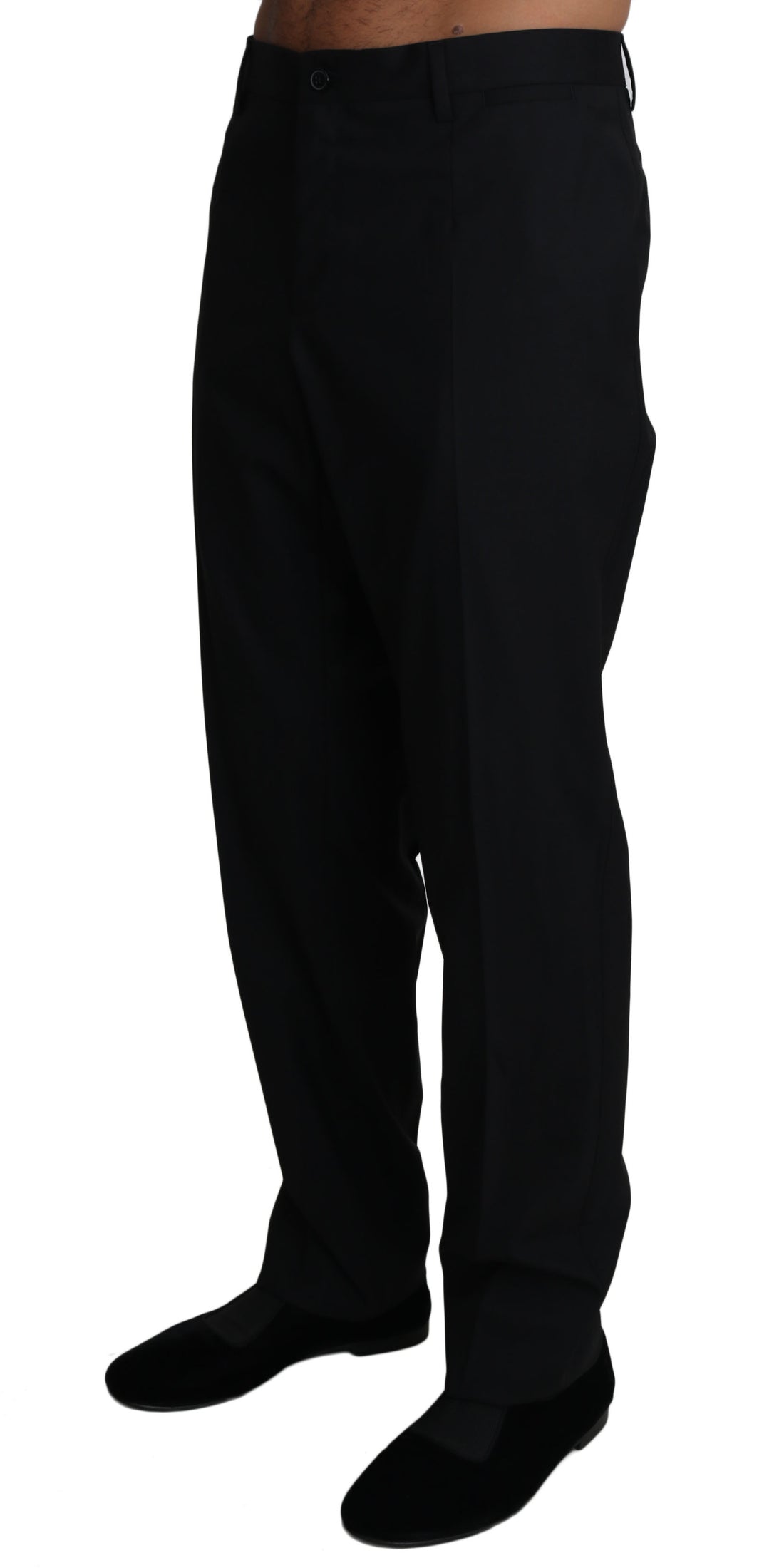 Dolce &amp; Gabbana Black Wool Stretch Dress Trousers Pants