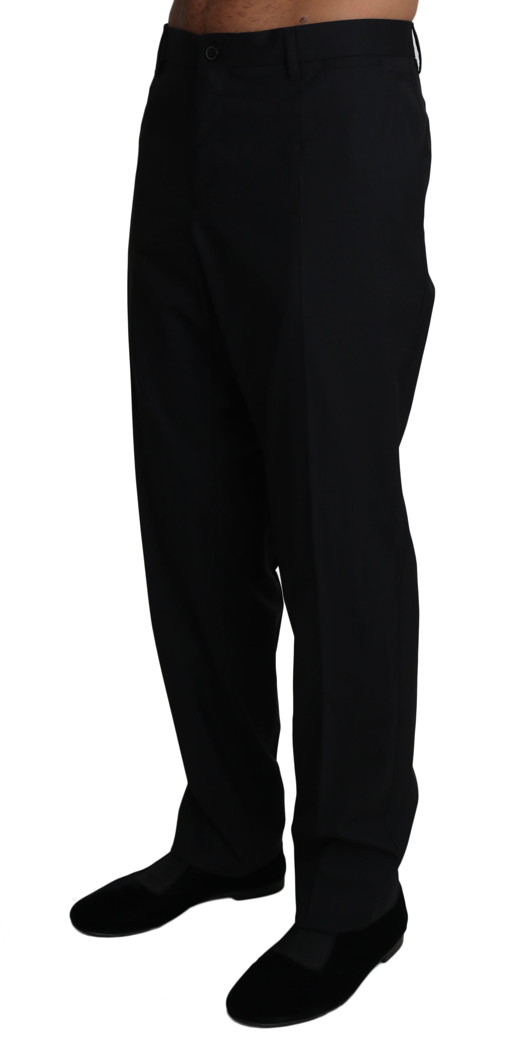 Dolce &amp; Gabbana Black Wool Stretch Dress Trousers Pants