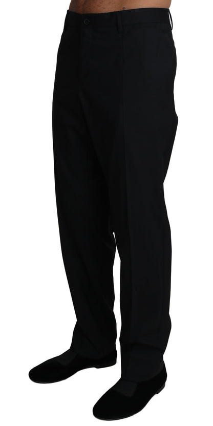 Dolce &amp; Gabbana Black Wool Stretch Dress Trousers Pants
