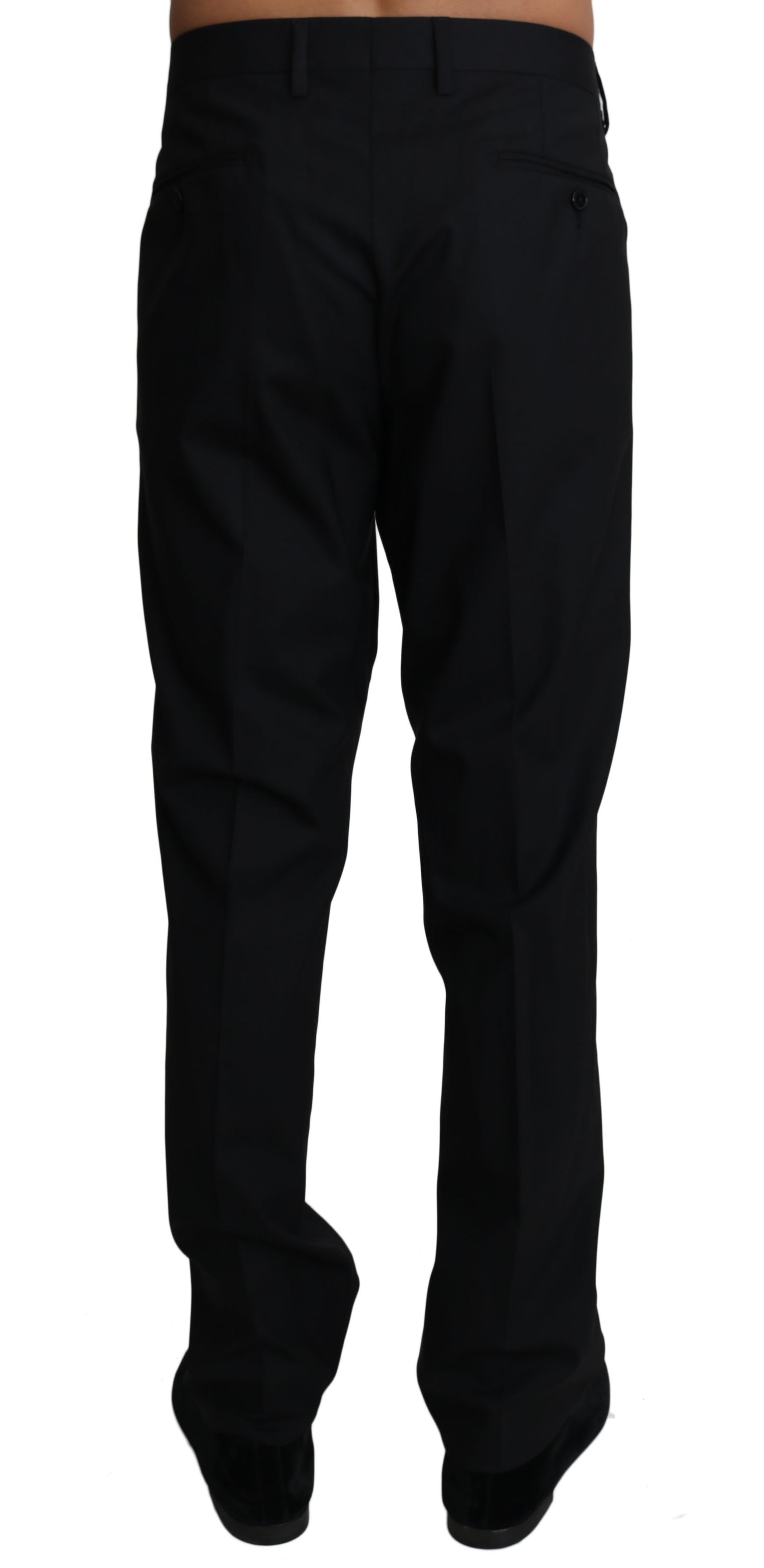 Dolce &amp; Gabbana Black Wool Stretch Dress Trousers Pants