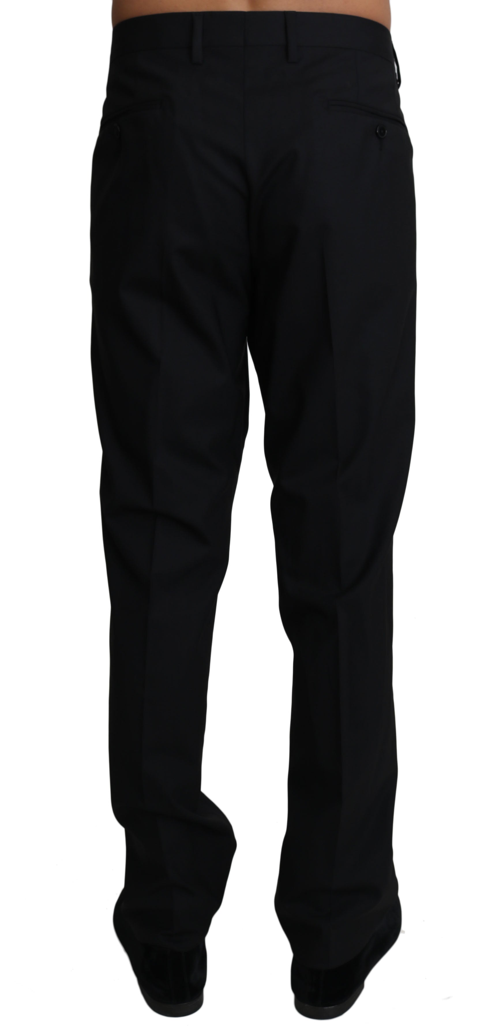 Dolce &amp; Gabbana Black Wool Stretch Dress Trousers Pants
