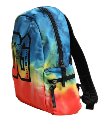 Dolce &amp; Gabbana Multicolor Tie Dye Nylon Logo Print Kids Backpack Bag