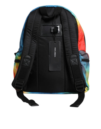 Dolce &amp; Gabbana Multicolor Tie Dye Nylon Logo Print Kids Backpack Bag