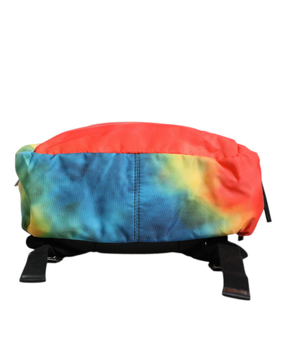 Dolce &amp; Gabbana Multicolor Tie Dye Nylon Logo Print Kids Backpack Bag
