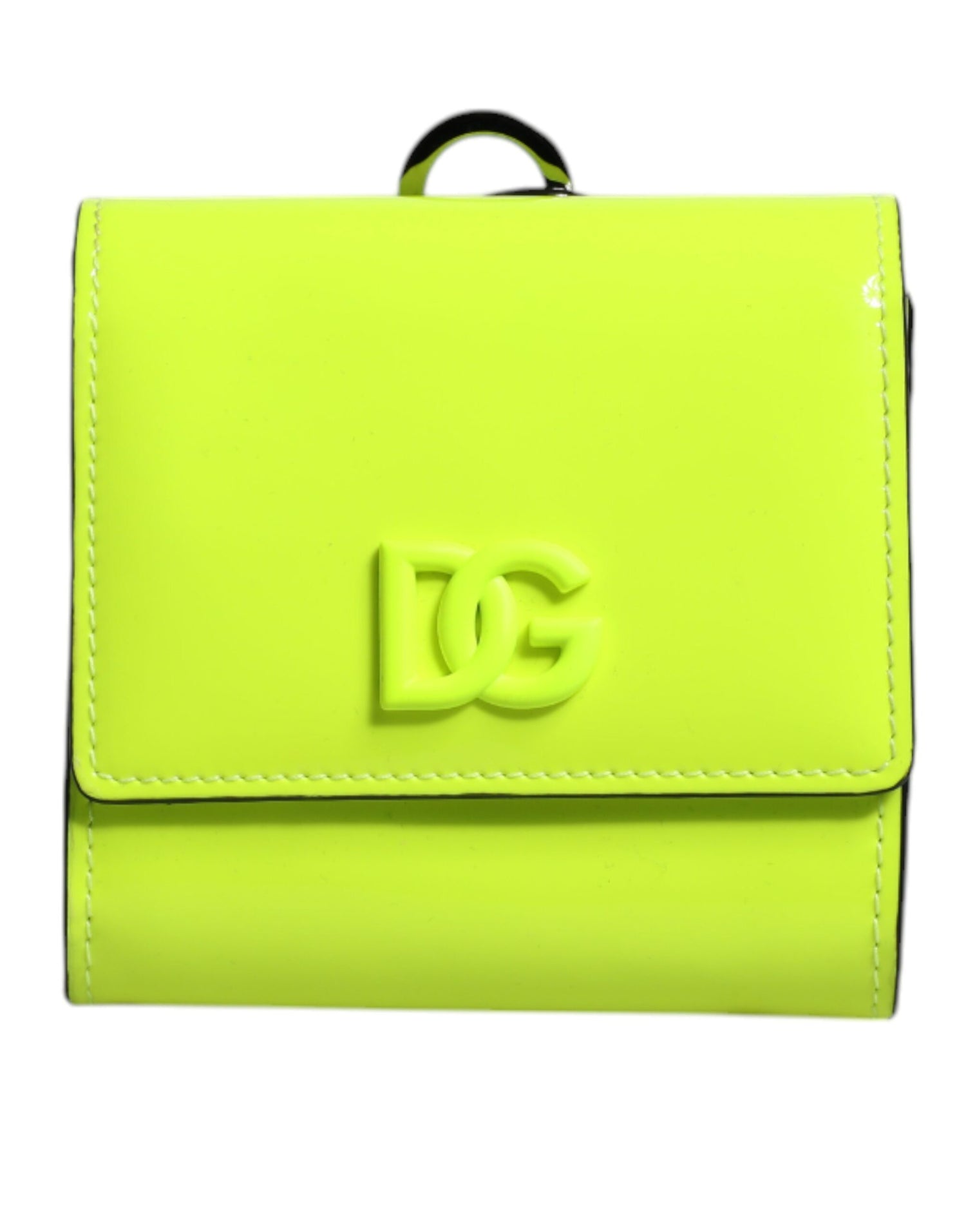 Dolce &amp;amp; Gabbana Gulgrön Bifold DG Logotyp Korthållarplånbok med Halsrem