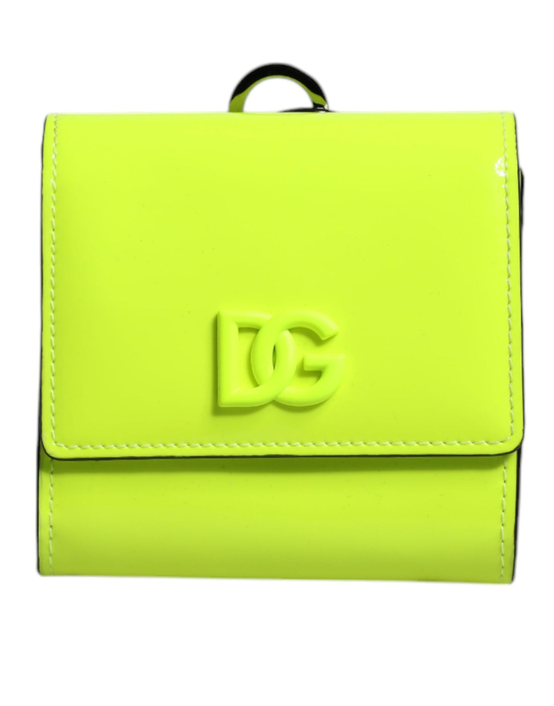 Dolce &amp;amp; Gabbana Gulgrön Bifold DG Logotyp Korthållarplånbok med Halsrem