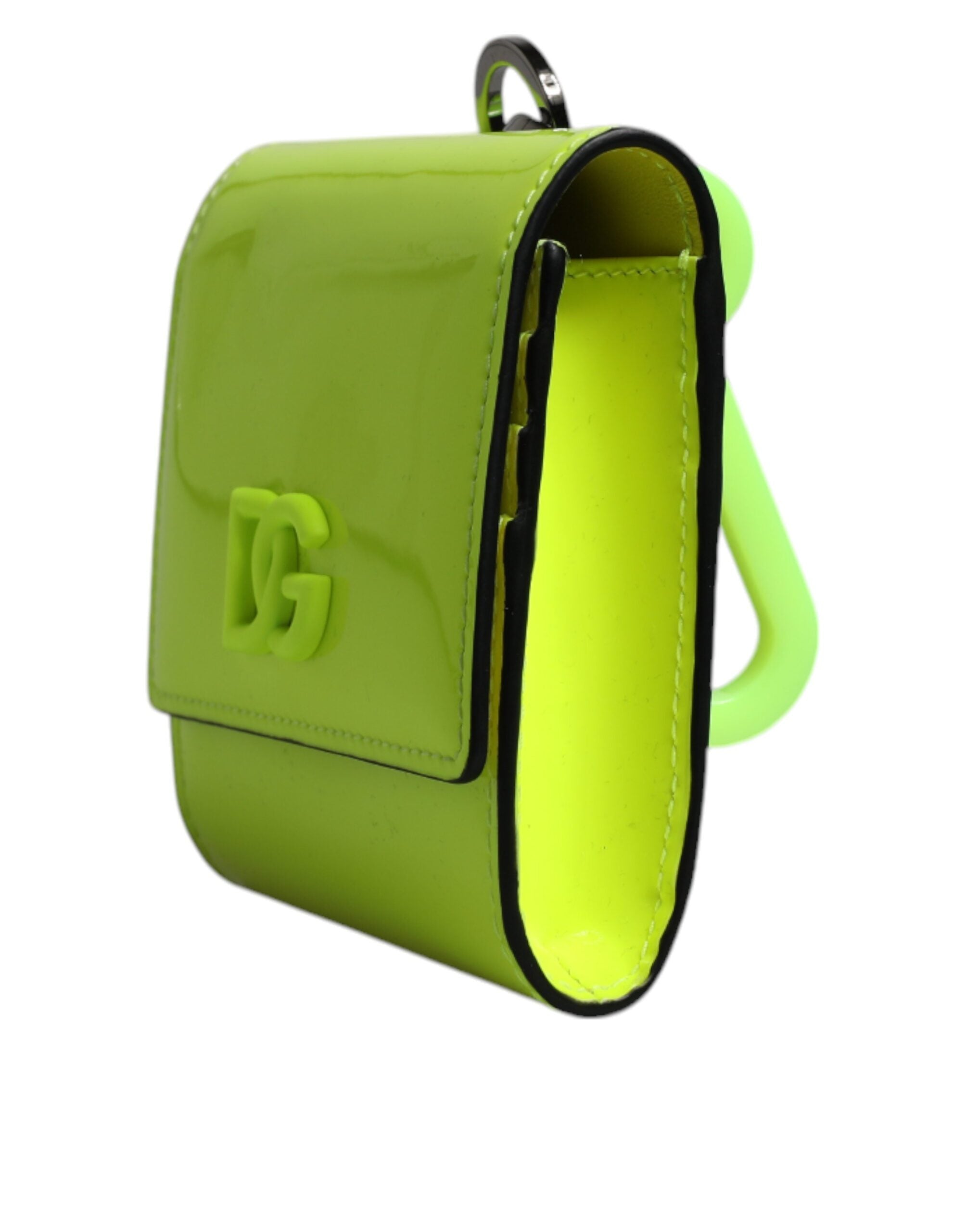 Dolce &amp;amp; Gabbana Gulgrön Bifold DG Logotyp Korthållarplånbok med Halsrem