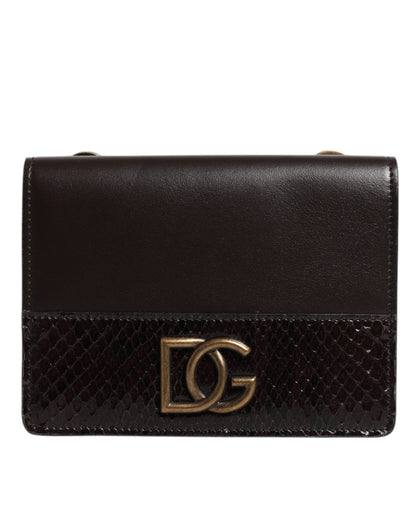 Dolce &amp; Gabbana Brown Leather Bifold DG Logo Cardholder Sling Strap Wallet