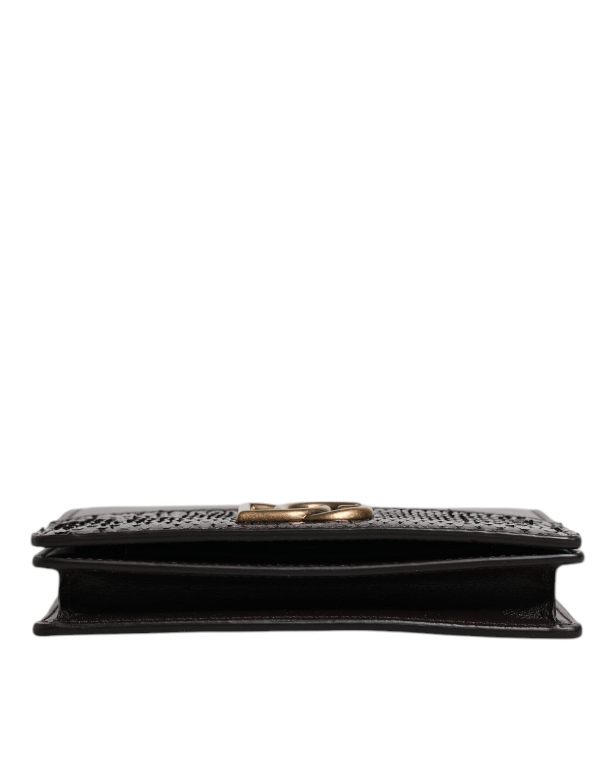 Dolce &amp; Gabbana Brown Leather Bifold DG Logo Cardholder Sling Strap Wallet
