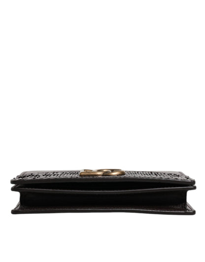 Dolce &amp; Gabbana Brown Leather Bifold DG Logo Cardholder Sling Strap Wallet
