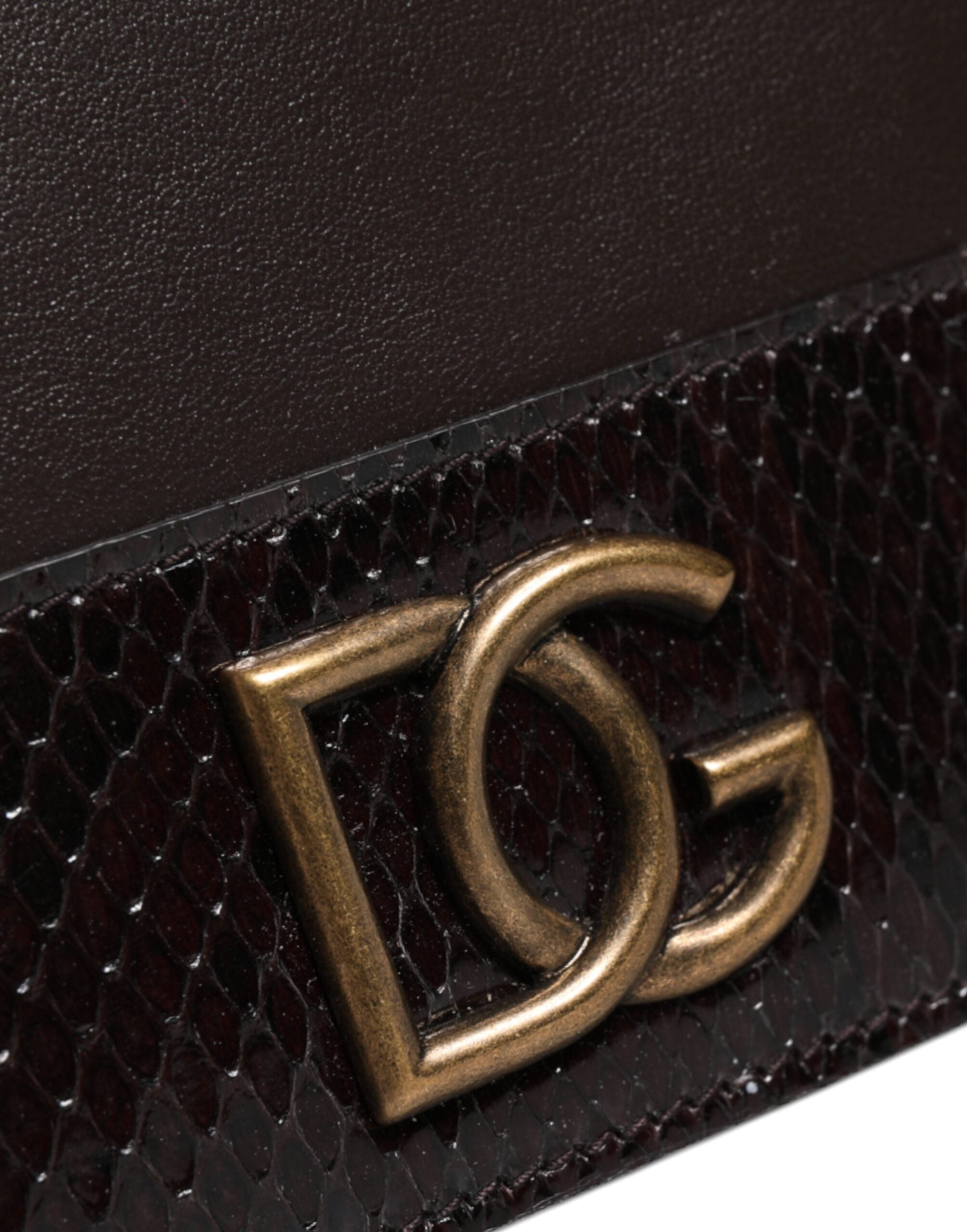 Dolce &amp; Gabbana Brown Leather Bifold DG Logo Cardholder Sling Strap Wallet