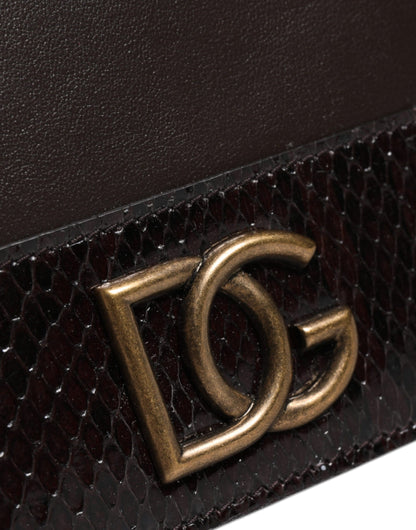 Dolce &amp; Gabbana Brown Leather Bifold DG Logo Cardholder Sling Strap Wallet