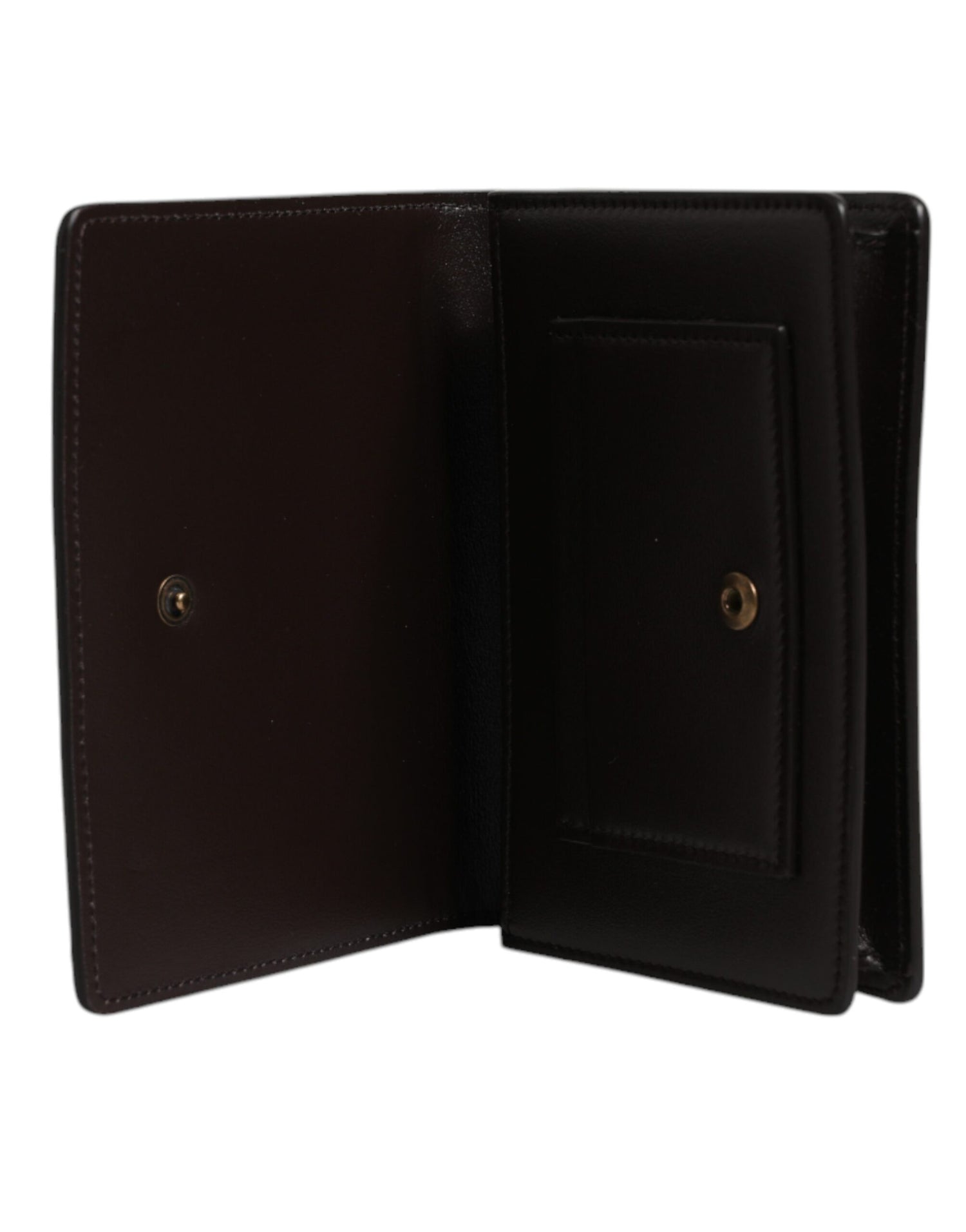 Dolce &amp; Gabbana Brown Leather Bifold DG Logo Cardholder Sling Strap Wallet