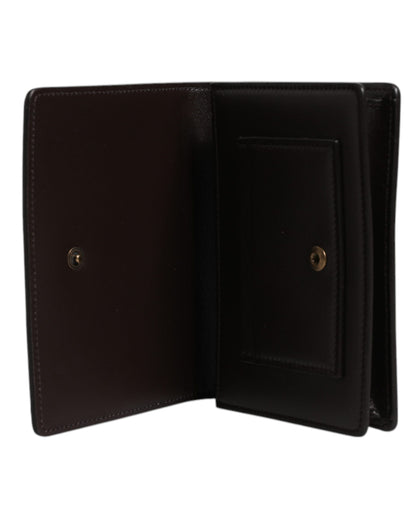 Dolce &amp; Gabbana Brown Leather Bifold DG Logo Cardholder Sling Strap Wallet