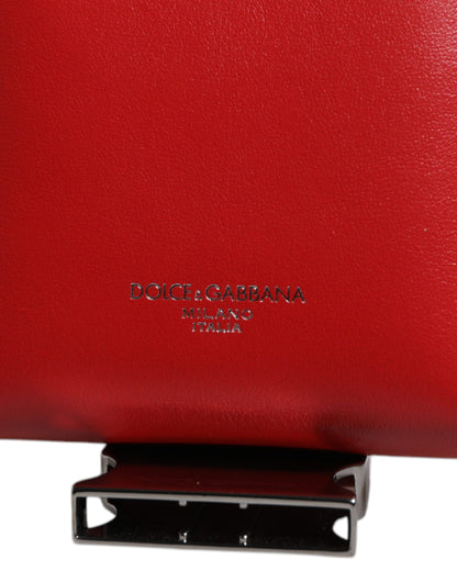 Dolce &amp; Gabbana Red Leather Logo Zip Around Card Holder Wide Strap Wallet (Copy)