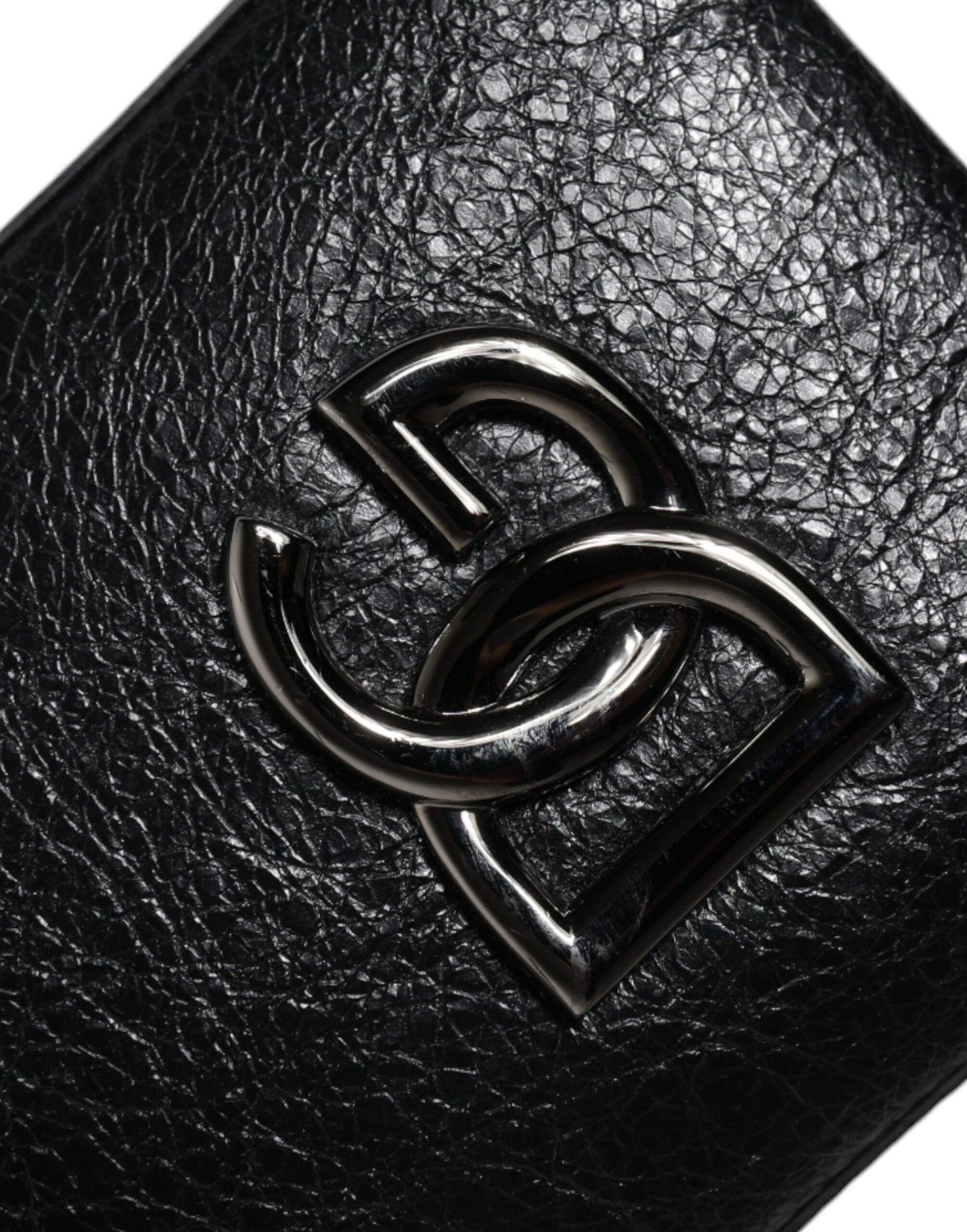 Dolce &amp; Gabbana Black Leather Purse Crossbody Chain Sling Phone Bag