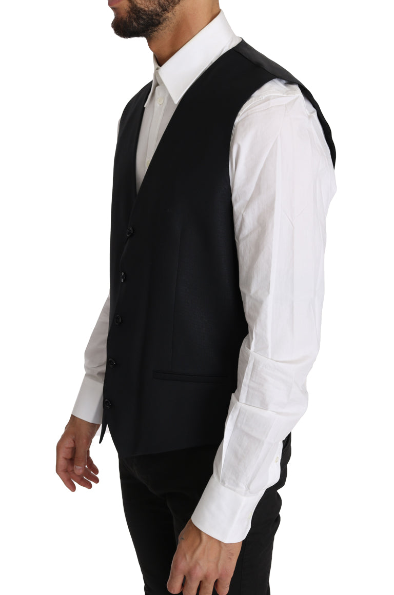 Dolce &amp; Gabbana Gray Wool Silk Waistcoat Vest