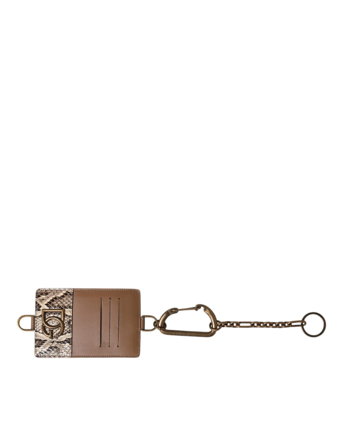 Dolce &amp;amp; Gabbana Brunt Exotiskt Läder Korthållare DG Logotyp Plånbok