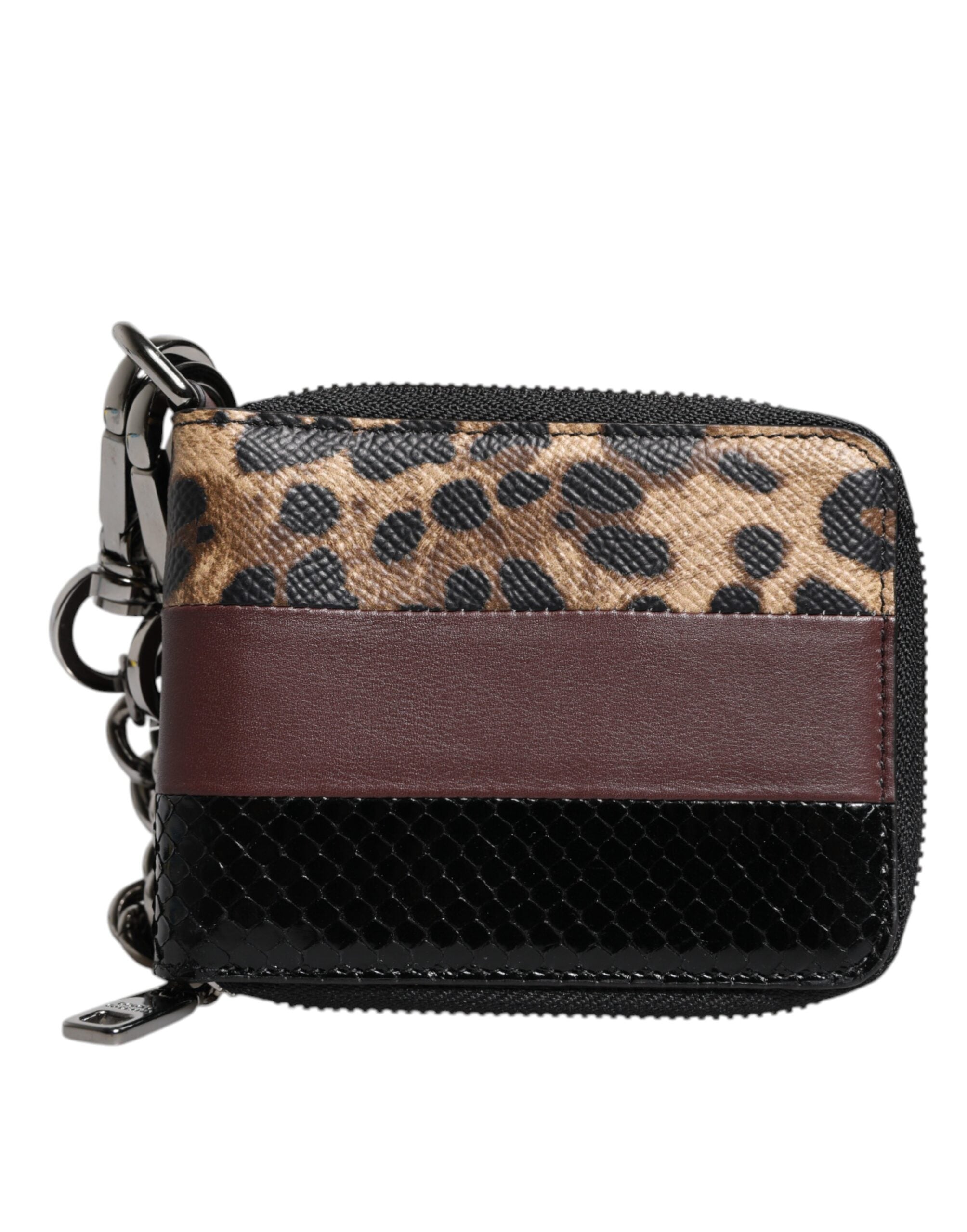 Dolce &amp;amp; Gabbana Flerfärgad Leopard Läder DG Bifold Korthållare Plånbok