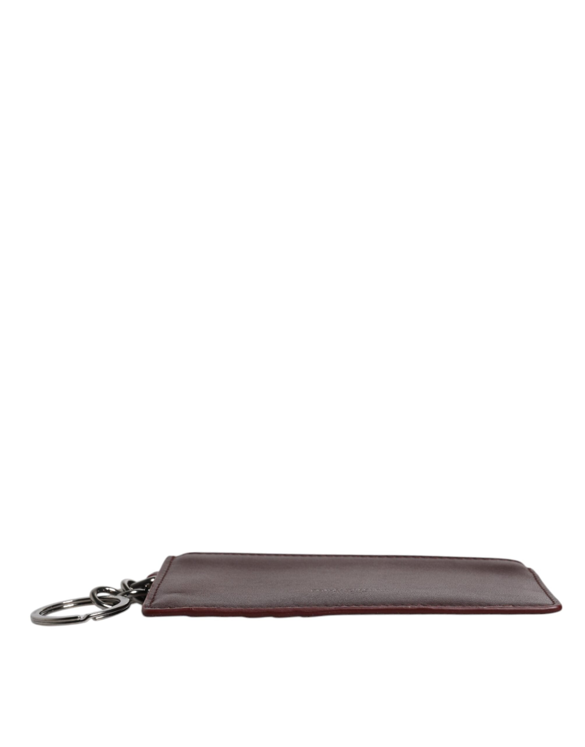 Dolce &amp; Gabbana Brown Calfskin Leather DG Logo Card Holder Wallet