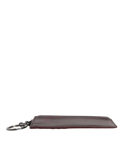 Dolce &amp; Gabbana Brown Calfskin Leather DG Logo Card Holder Wallet