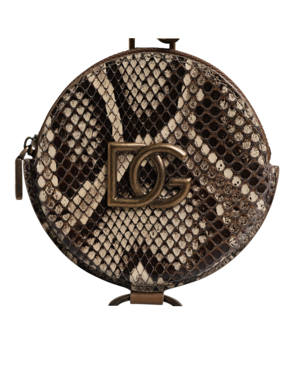 Dolce &amp;amp; Gabbana Brun Rund Läderväska med DG-Logotyp och Snodd