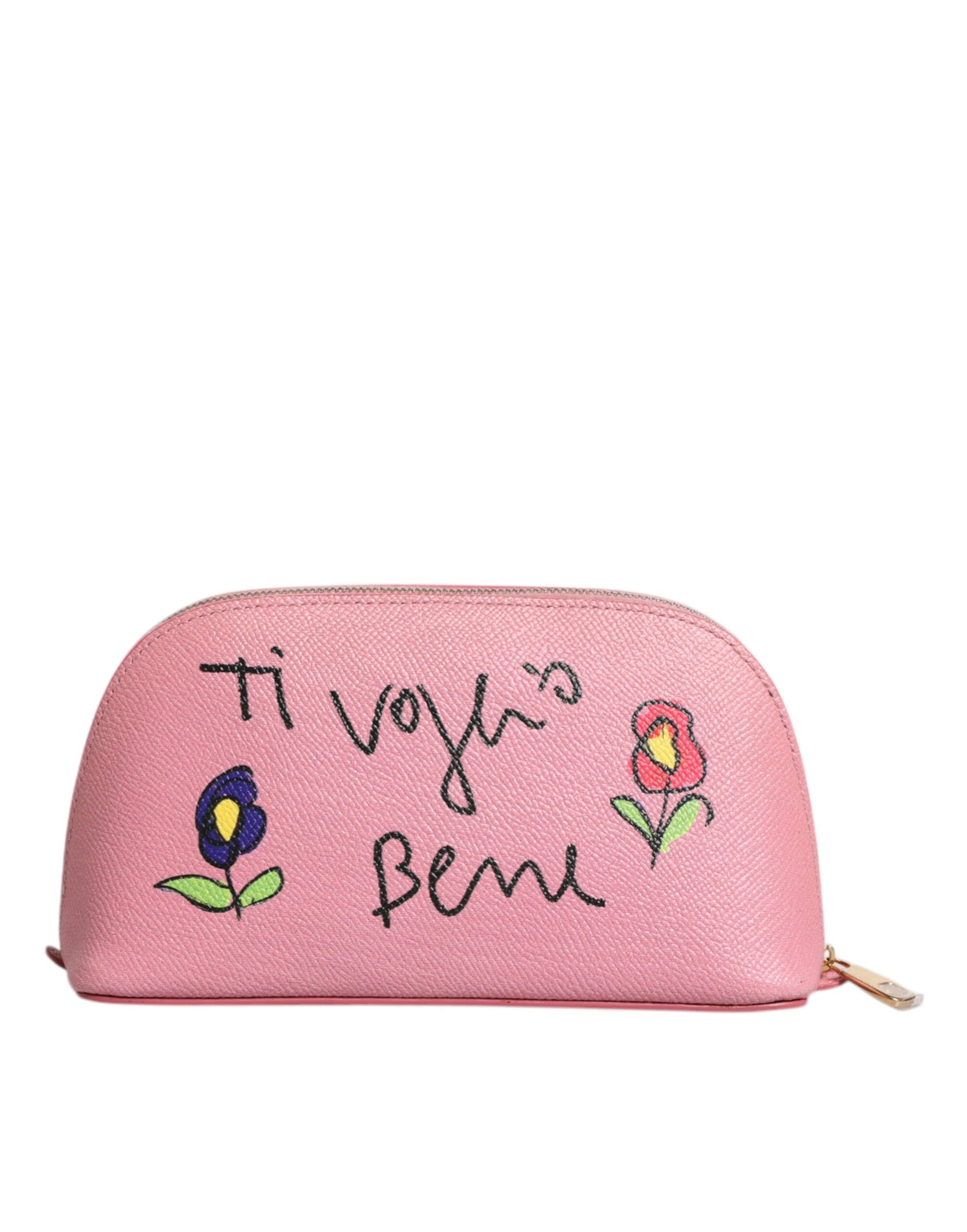 Dolce &amp; Gabbana Pink Leather DG Logo Zip Around Hand Purse Pouch Wallet