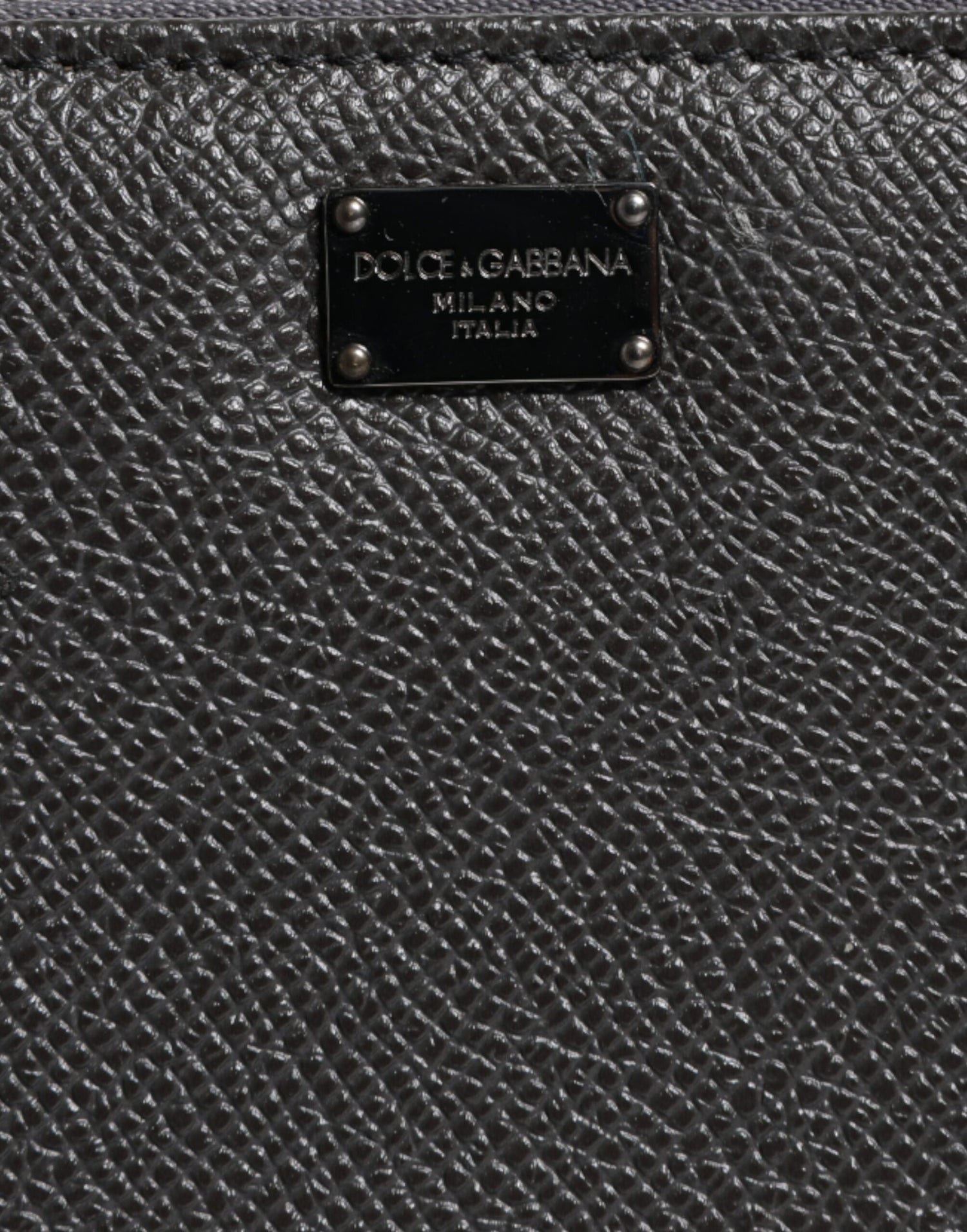 Dolce &amp; Gabbana Dark Gray Leather DG Logo Zip Around Continental Wallet