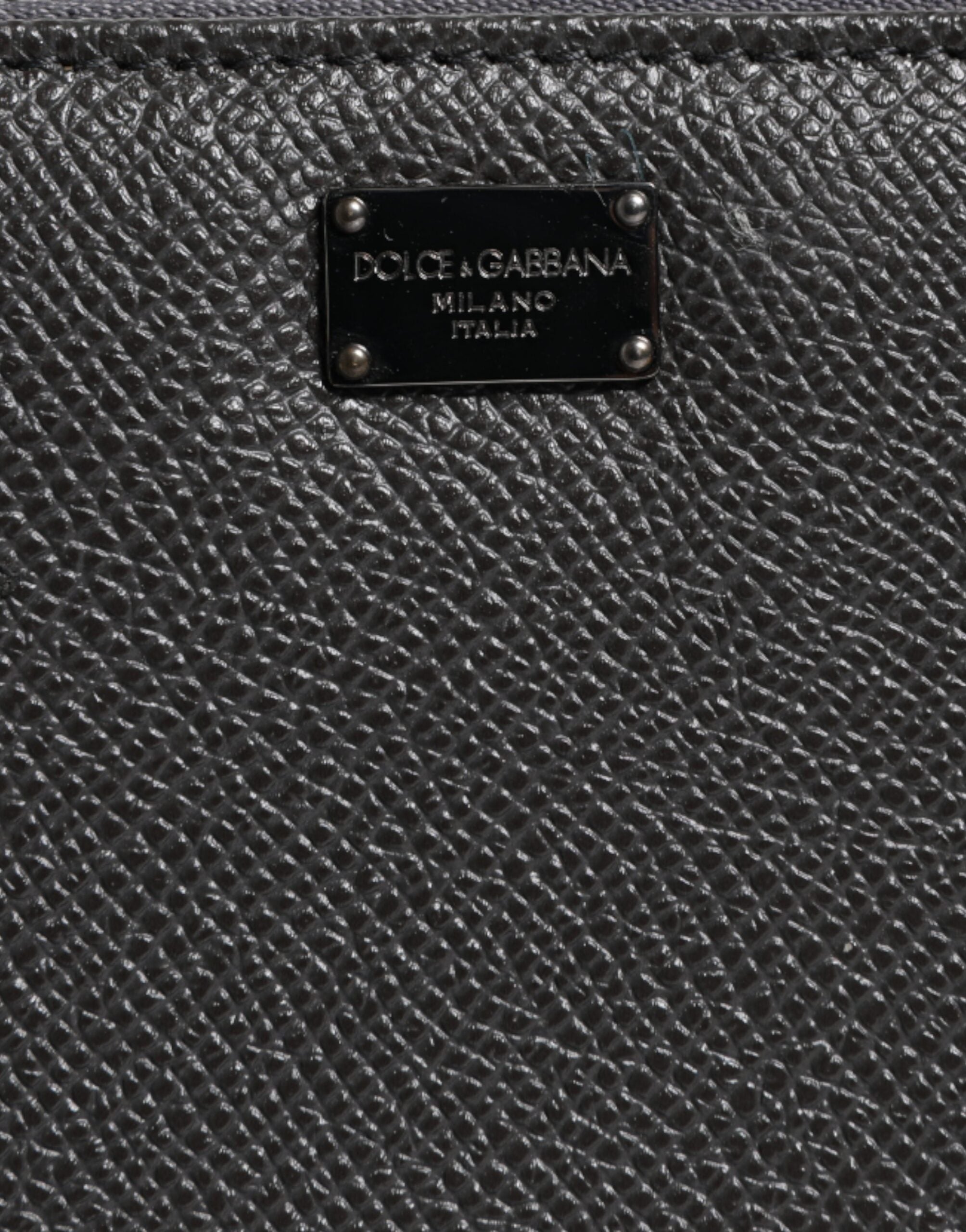 Dolce &amp; Gabbana Dark Gray Leather DG Logo Zip Around Continental Wallet