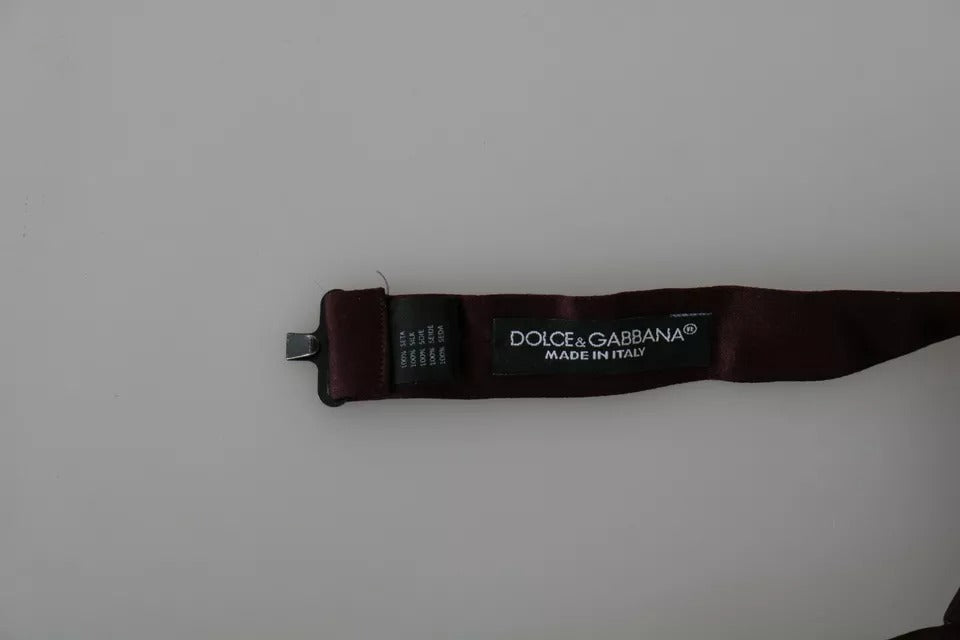 Dolce &amp;amp; Gabbana Bordeauxröd Siden Enfärgad Klassisk Fluga