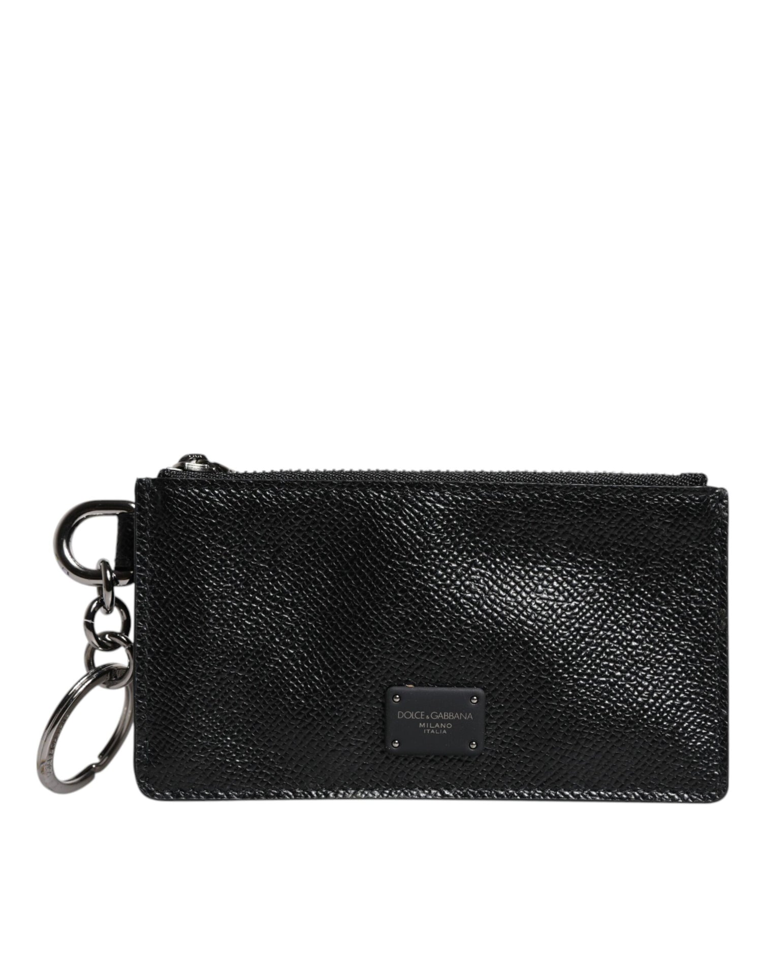 Dolce &amp; Gabbana Black Calfskin Leather DG Logo Card Holder Wallet