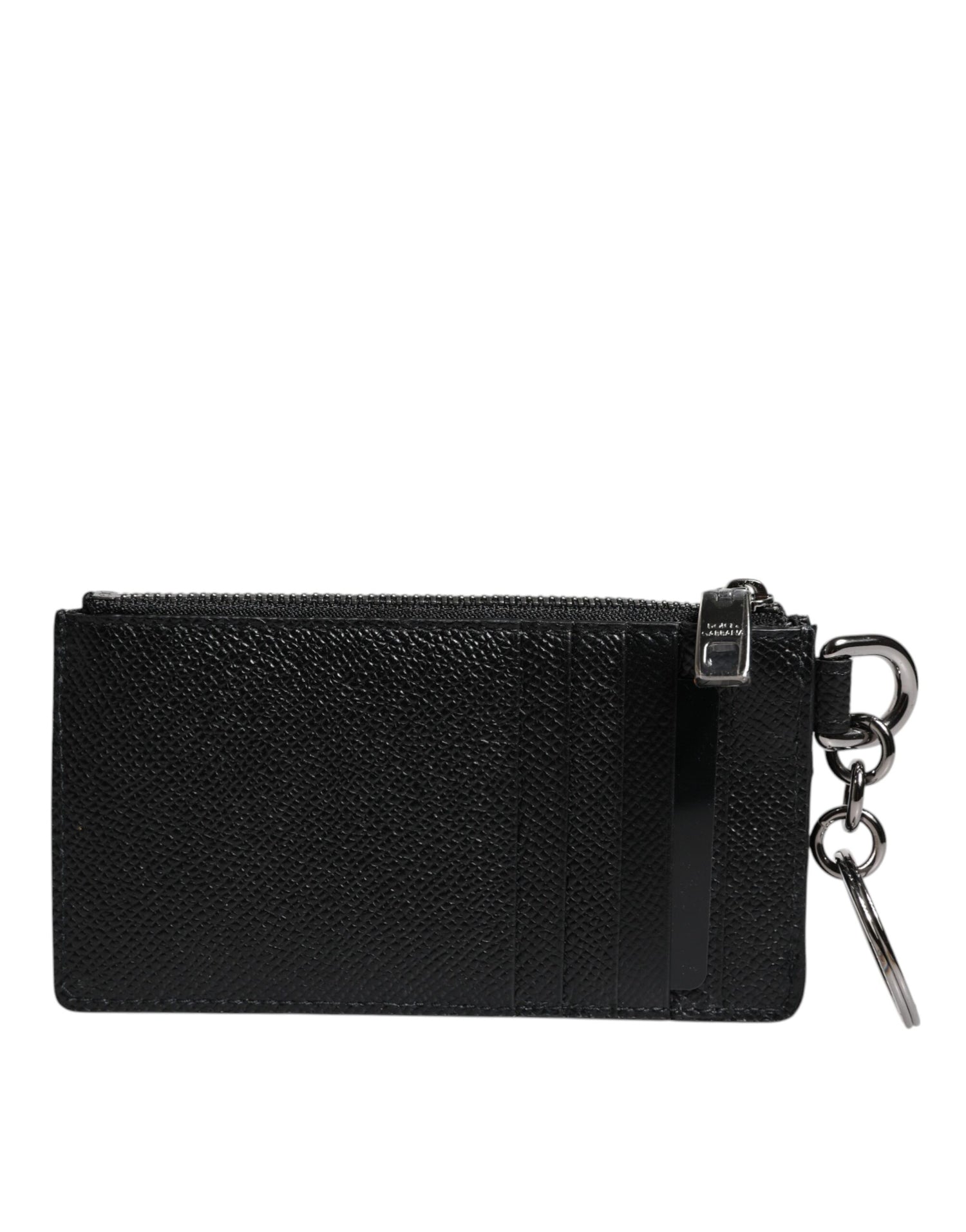 Dolce &amp; Gabbana Black Calfskin Leather DG Logo Card Holder Wallet