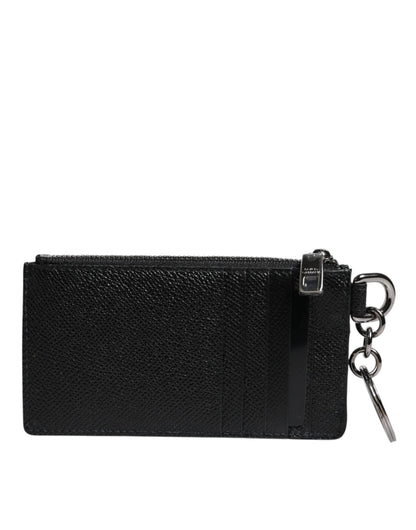 Dolce &amp; Gabbana Black Calfskin Leather DG Logo Card Holder Wallet