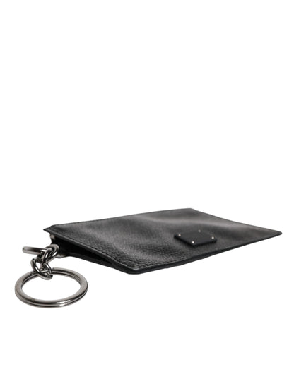 Dolce &amp; Gabbana Black Calfskin Leather DG Logo Card Holder Wallet