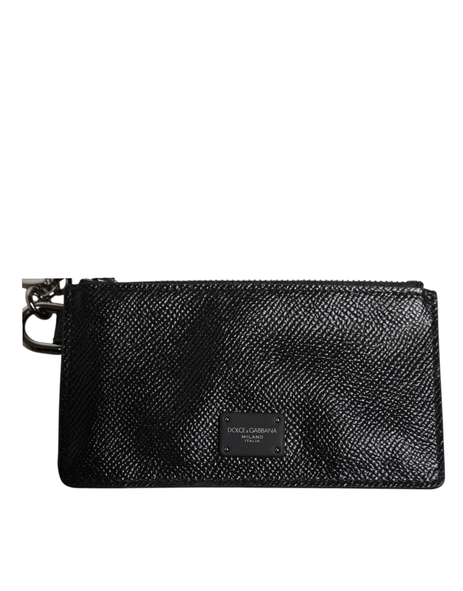 Dolce &amp; Gabbana Black Calfskin Leather DG Logo Card Holder Wallet
