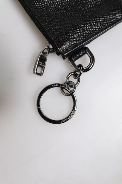 Dolce &amp; Gabbana Black Calfskin Leather DG Logo Card Holder Wallet