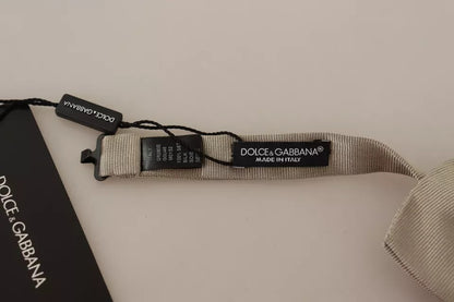 Dolce &amp;amp; Gabbana Silvergrå Fluga i 100 % Siden med Justerbar Halsringning