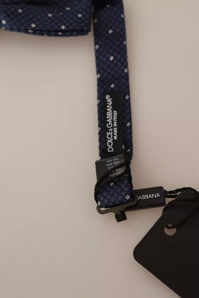 Dolce &amp;amp; Gabbana Blå Mönstrad Sidenfluga Med Justerbar Halsringning Herr