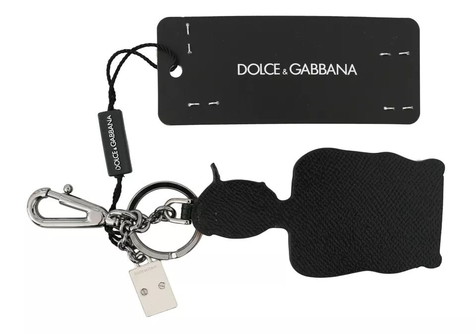 Dolce &amp;amp; Gabbana nyckelring i svart läder med fiskarlogotyp