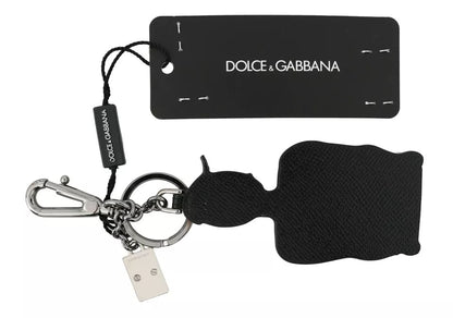 Dolce &amp;amp; Gabbana nyckelring i svart läder med fiskarlogotyp