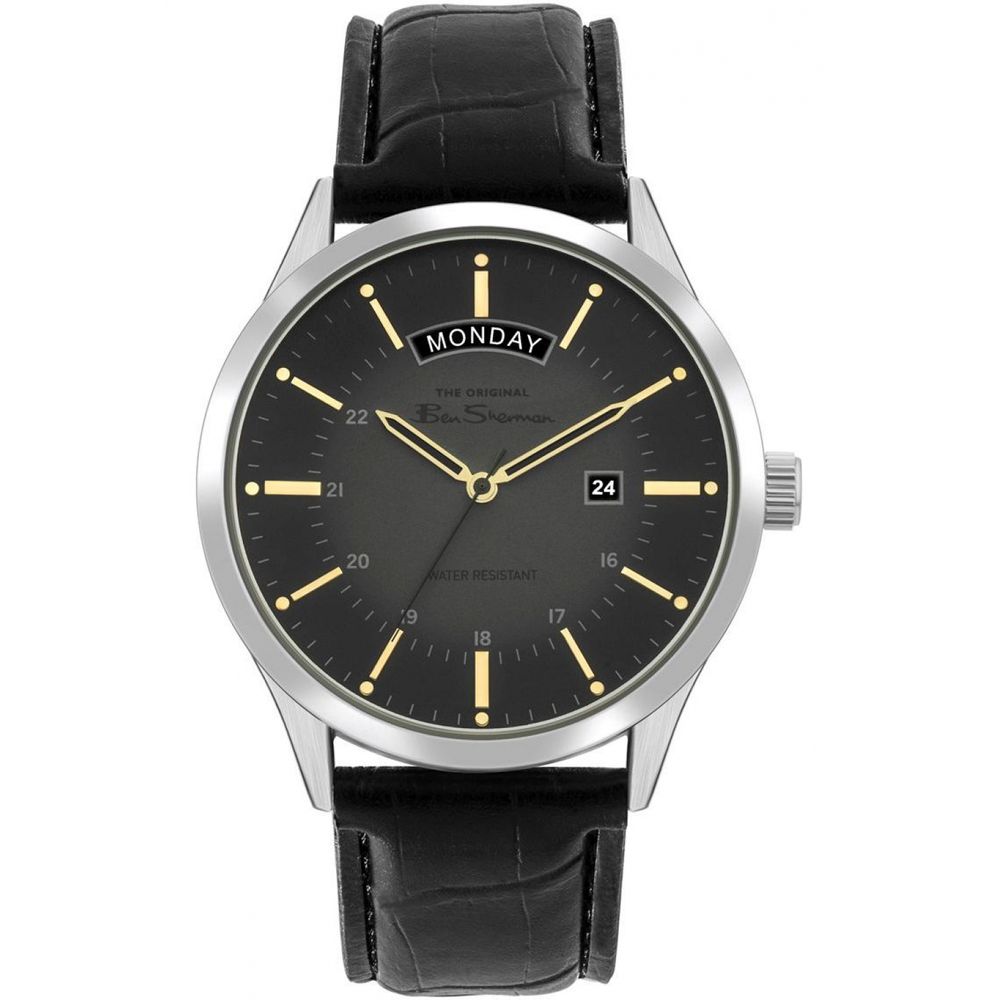Ben Sherman svart läderklocka